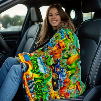 Customizable Dinosaur Park Flannel Blanket – Personalized Name