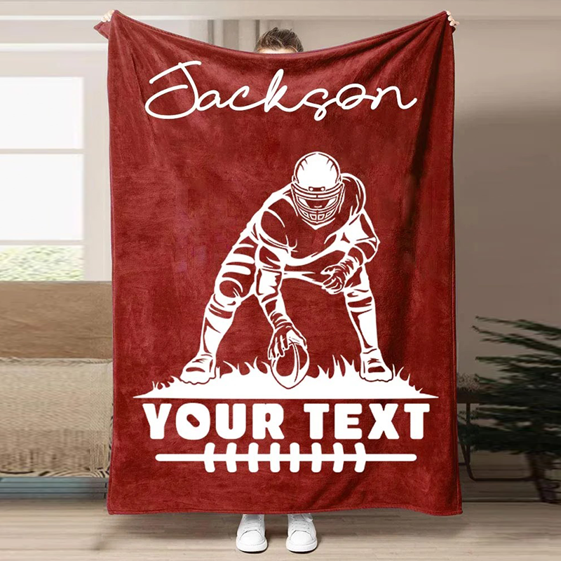 Football Customized Name and Number Blanket