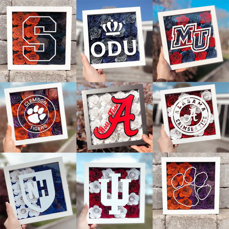 Flower Shadow Box - College Logo - Graduation Gifts