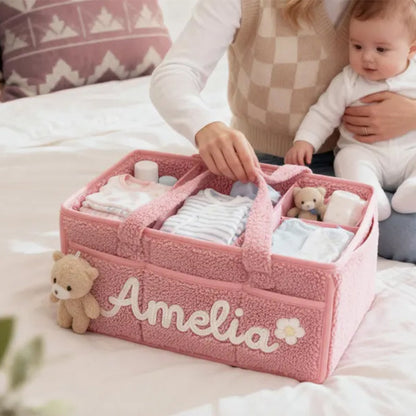 Personalized Knit Diaper Caddy Organizer