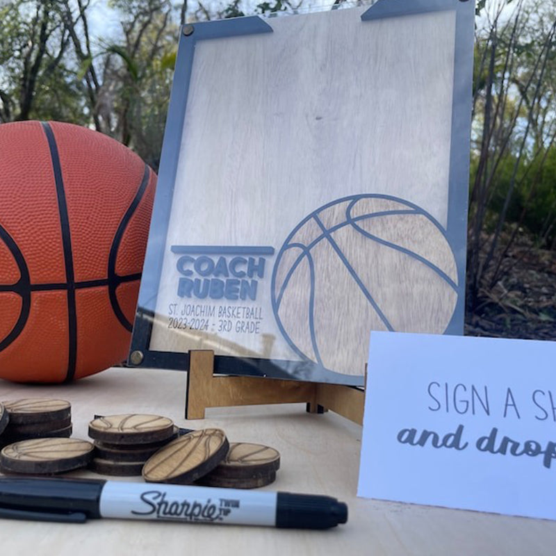 Custom Softball  Baseball  Volleyball Basketball  Soccer Coach Gift Drop Box Plaque