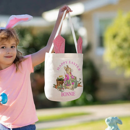 Personalized Happy Easter Cute Peter Rabbit Ears Bucket Bag