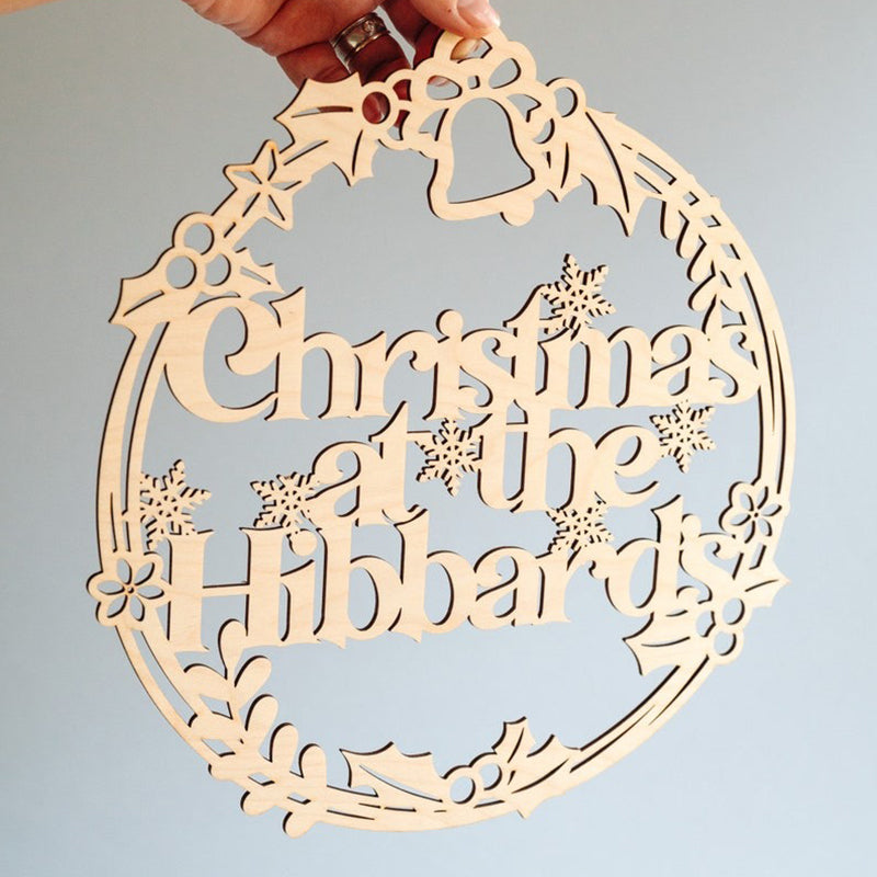 Personalised Christmas Wreath Sign