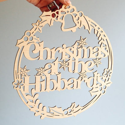 Personalised Christmas Wreath Sign