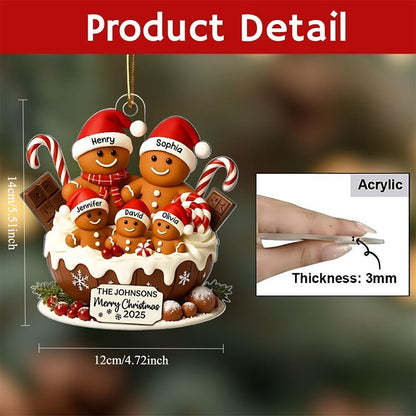 Personalized Gingerbread Family Christmas Ornament - Custom Names