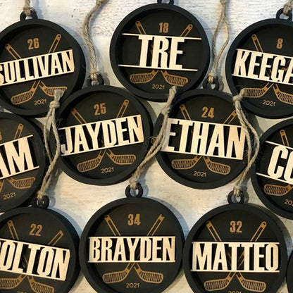 Personalized Hockey Puck Christmas Ornament