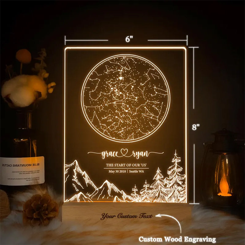 Custom star map by date, Engagement star light
