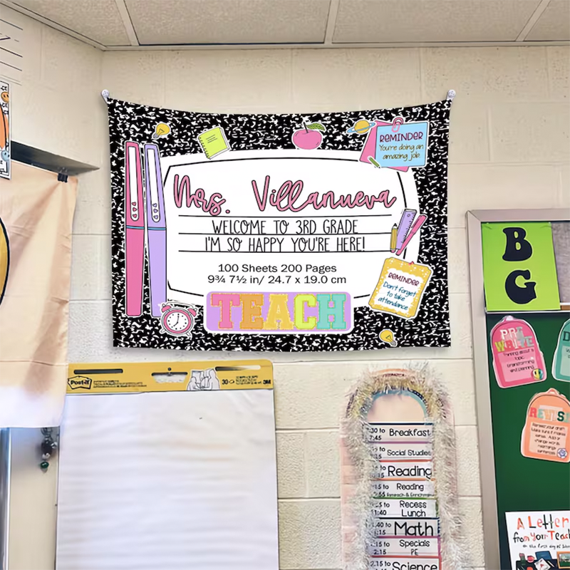 Custom Classroom Decor,  Welcome Teachers Name Classroom Banner, Classroom Tapestry