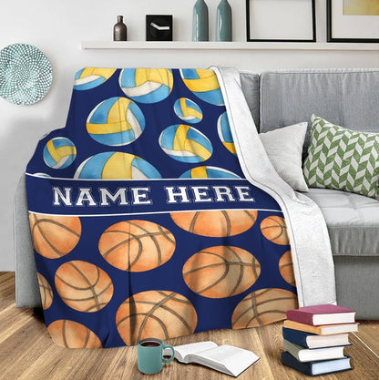 Personalized Sport Blanket, Sports Blanket Custom Name Soft Cozy Sherpa Fleece Throw Blankets