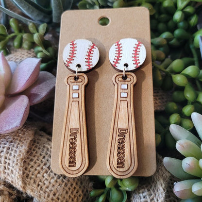 BASEBALL or SOFTBALL EARRINGS + Personalized gift