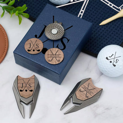 Personalized Golf Gift Set: Engraved Divot Tool & Ball Marker