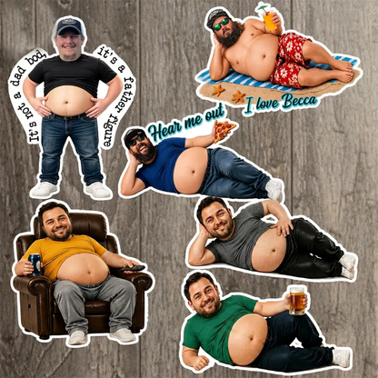 Funny Daddy Face Squishy Belly Fridge Magnet, Personalized Father's Day Gift For Husband