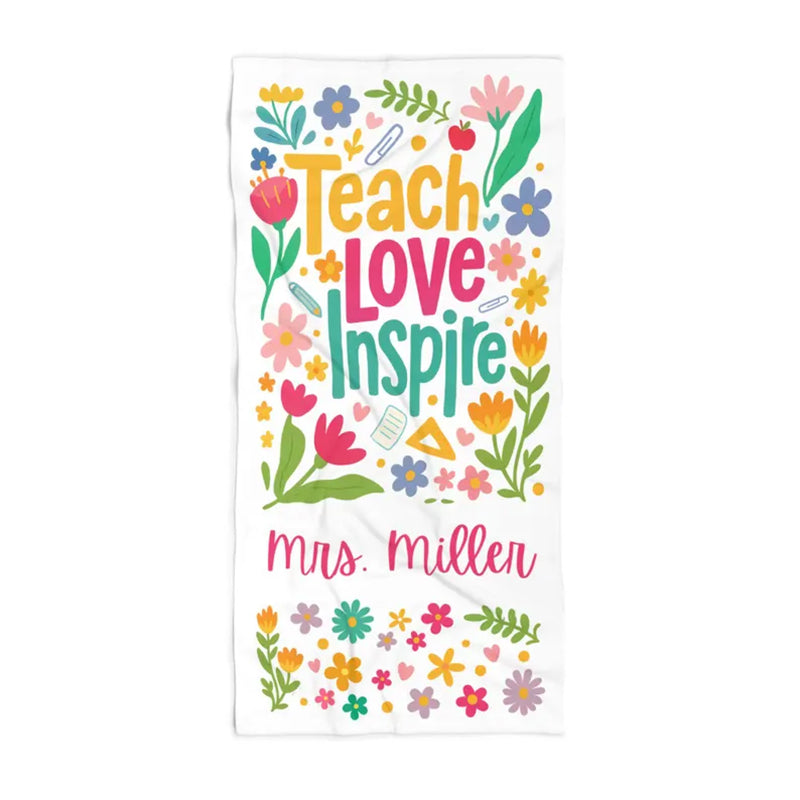 Personalized Teacher Beach Towel, Teacher Appreciation Gift