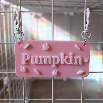 Custom Small Pet Cage Name Tag For Guinea Pigs, Rabbits, Hamsters
