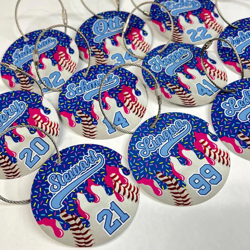 Baseball Drip Bag Tag, Aluminum Bag Tag, Baseball Gifts