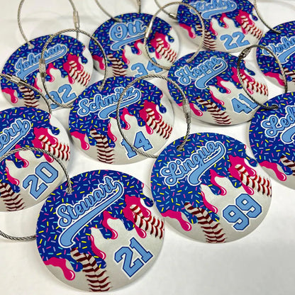 Baseball Drip Bag Tag, Aluminum Bag Tag, Baseball Gifts