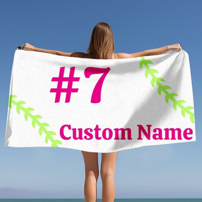 Personalized Beach Towel - Baseball Custom Towel - Custom Baseball