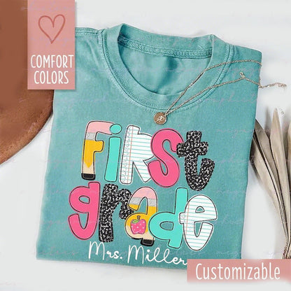 Personalized First Grade Teacher Shirt, Custom 1st Grade Teacher Shirt