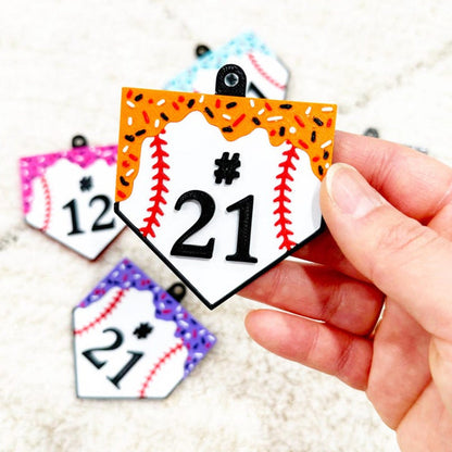 Personalized Baseball Home Plate Ice Cream Drip Keychain