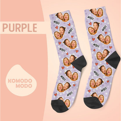 Custom Face Socks, Personalized Best Friends Photo Sock