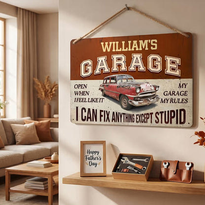 Personalized I Can Fix Anything Except Stupid Vintage Garage Metal Sign