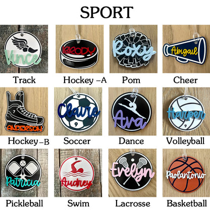 Personalized Name Tag Personalized Baseball Swimming Lacrosse Volleyball Hockey Soccer Dance Cheer Pom Tennis Football Hockey Track Pickleball Basketball Bag Tag