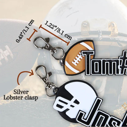 Football Keychain. Football Name Tag Keychain. Football Backpack Name Tag