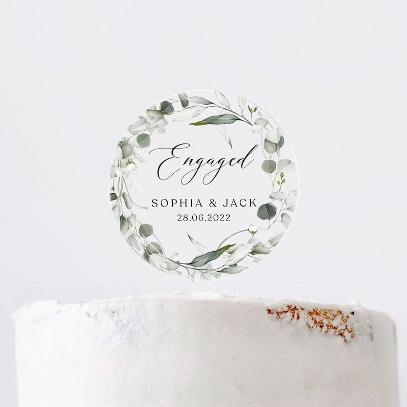 Personalised Engagement Cake Topper, EngagedCake Topper, Special Date Acrylic Cake Topper