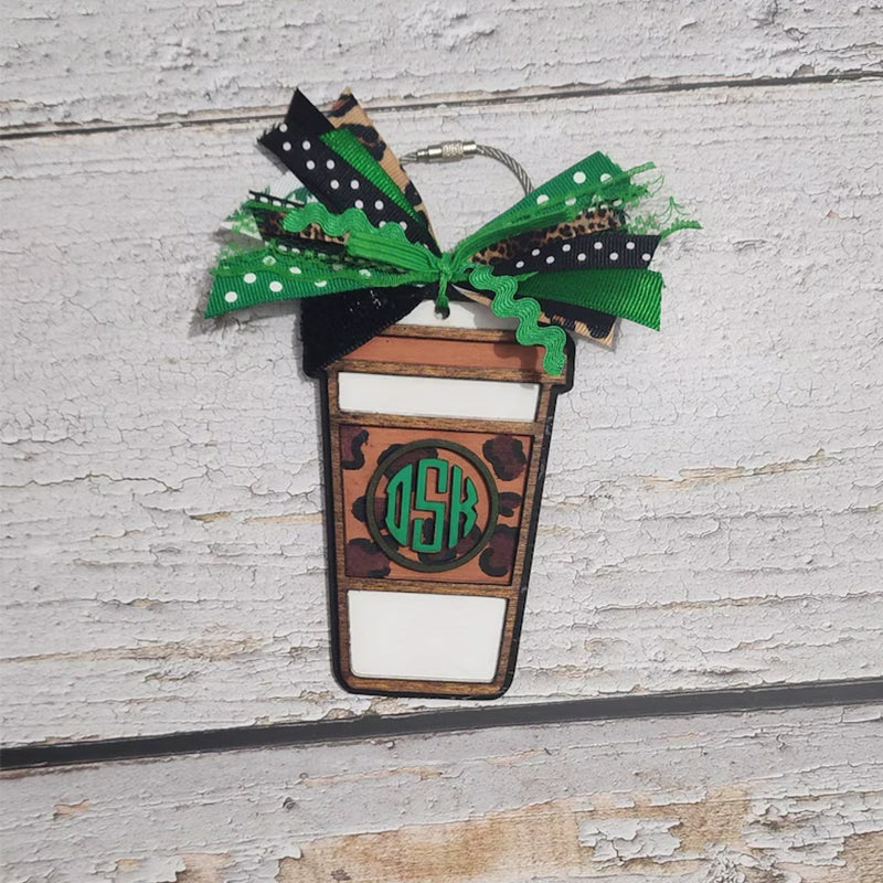Coffee Lover Bag Charm- Iced Coffee Cheetah