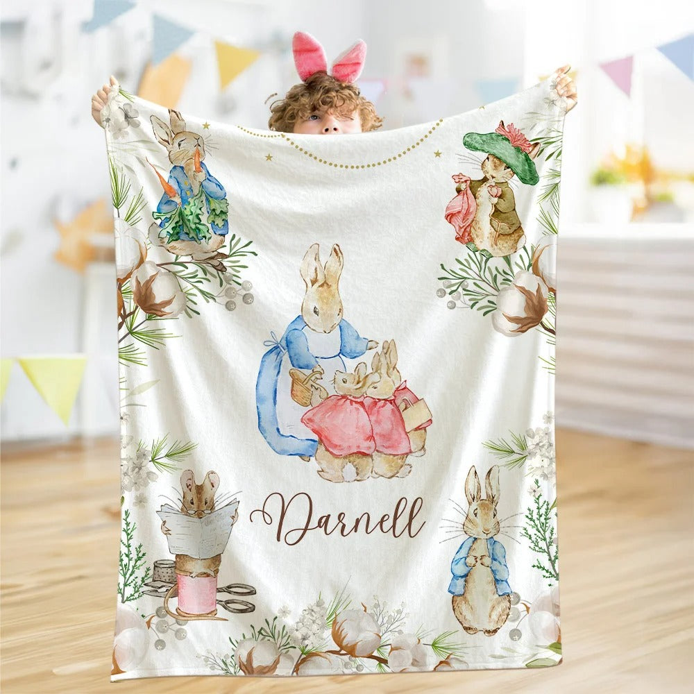 Personalized Easter Peter Rabbit Blanket with Name