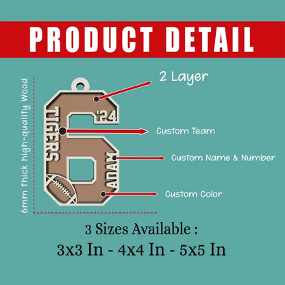 Football Number Christmas Ornament, Football Gifts