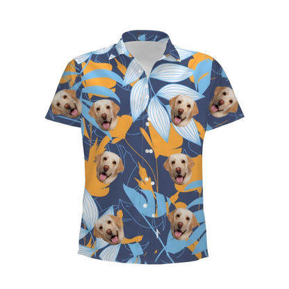 Personalized Photo Hawaiian Shirt Custom Dog Cat Face Holiday Tropical Pattern Shir