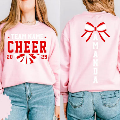 Custom Cheer Team Name Sweatshirt, Custom Cheerleader Gift Two Sided Hoodie