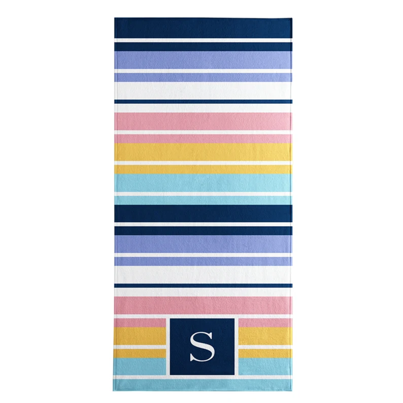 Personalized Beach Towel-Initial Stripes-Customized Towel-For the Beach Lover