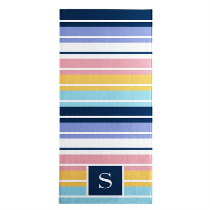 Personalized Beach Towel-Initial Stripes-Customized Towel-For the Beach Lover