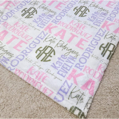 Personalized Baby Blanket, Custom Monogram Name Blanket