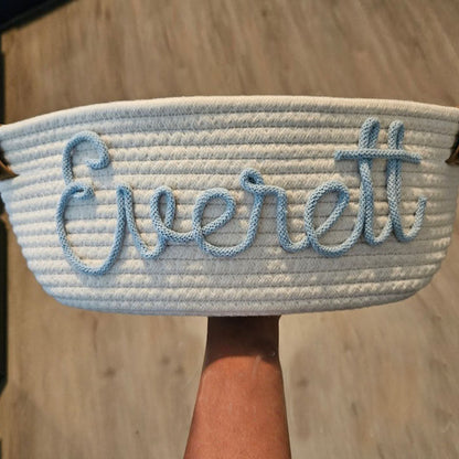 Personalized baby shower rope cotton baskets