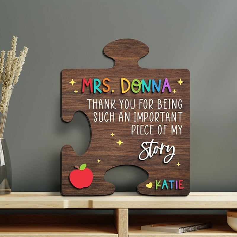 Personalized 3D Teacher Plaque, Teacher Appreciation Sign