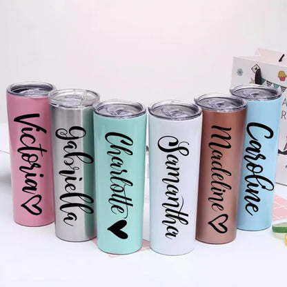 Personalized Tumbler with Straw Bridesmaid Gift