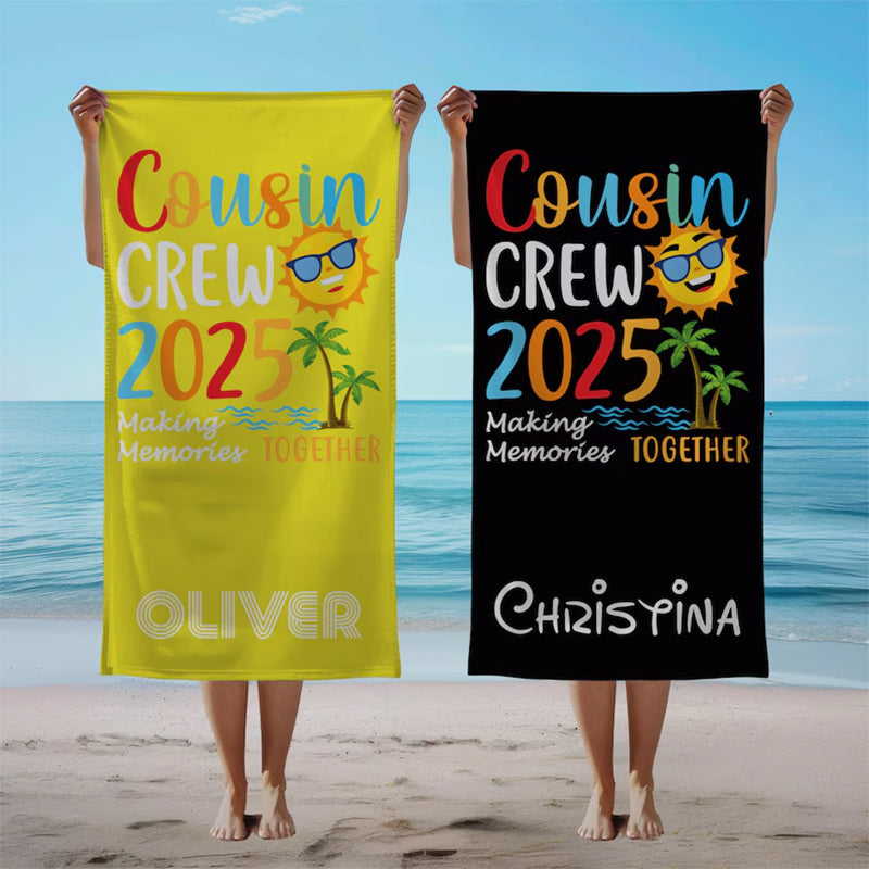 Custom Cousin Crew Beach Towel, Summer Beach Gift For Cousin