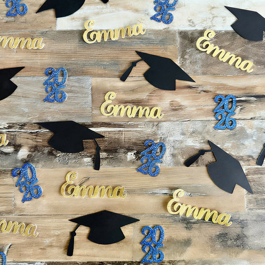 2026 Graduation Confetti - Cursive Personalized 60 90 120 Pieces