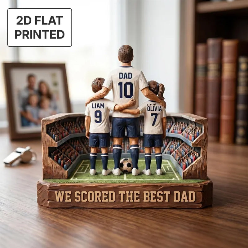 Personalized Baseball Soccer Football Basketball  Dad & Kids 2D FLAT Wooden Block, Custom Jersey Sign