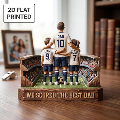 Personalized Baseball Soccer Football Basketball  Dad & Kids 2D FLAT Wooden Block, Custom Jersey Sign