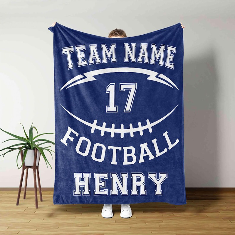Personalized Football Blanket Custom, Custom Football Blanket with Name