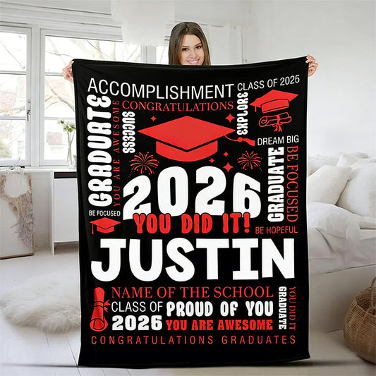 Custom  Graduation Blanket Personalized Throw Blanket