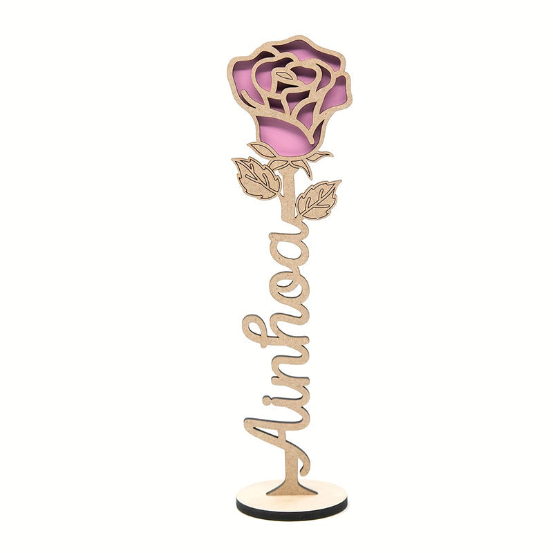 Personalized Wooden Rose Tabletop Decor