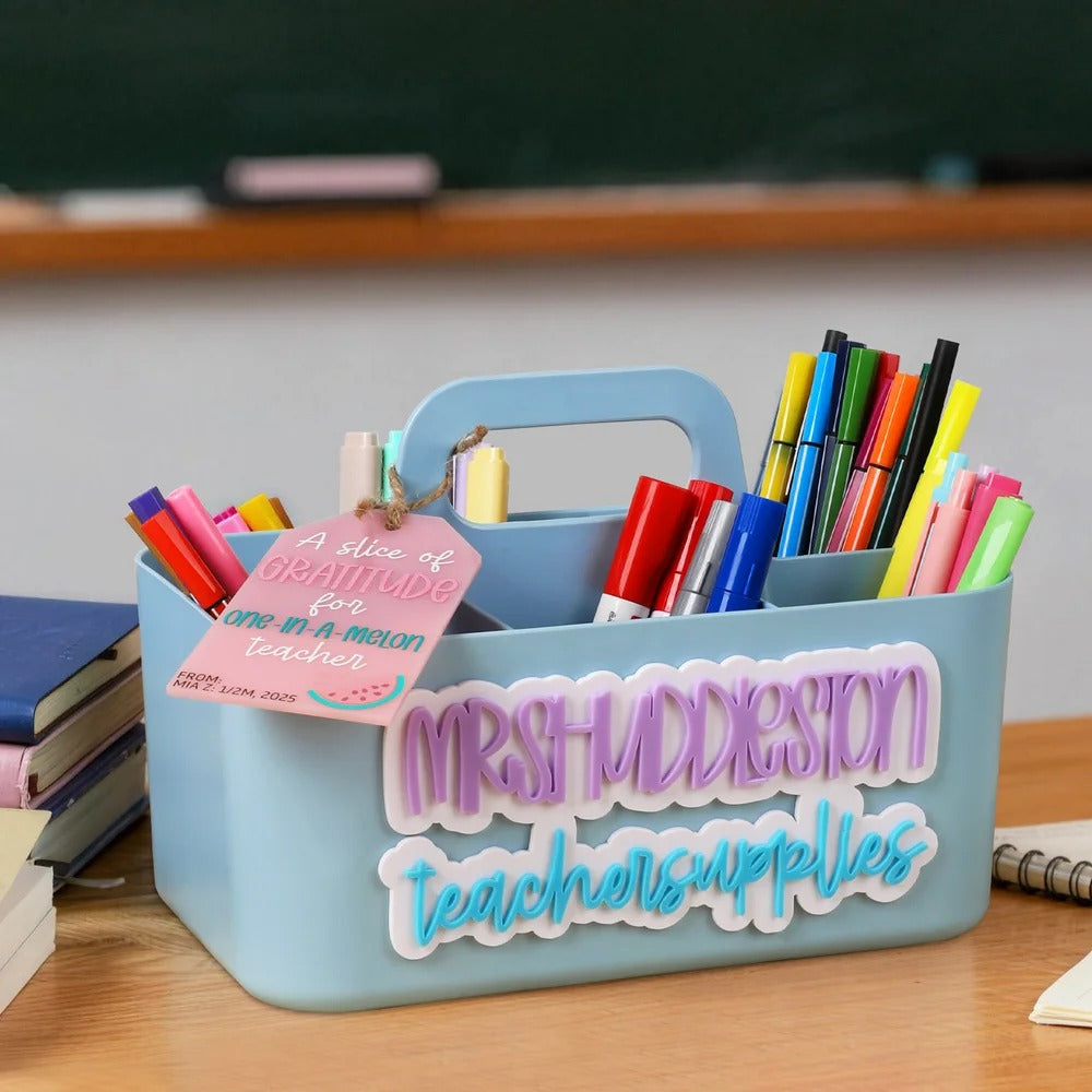 Personalised Teacher Fuel Caddy, Custom Desk Organiser