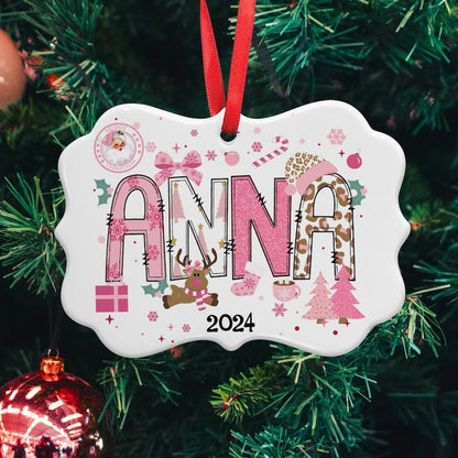 Personalized Girls Name Christmas Ornament, Cute Christmas Ornament for Kids