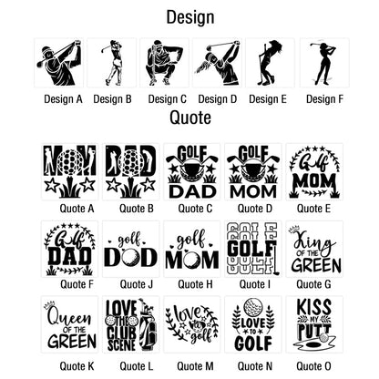 Personalized Green King Queen Golf Player Silhouette Adjustable Leather Golf Tee Holder Bag