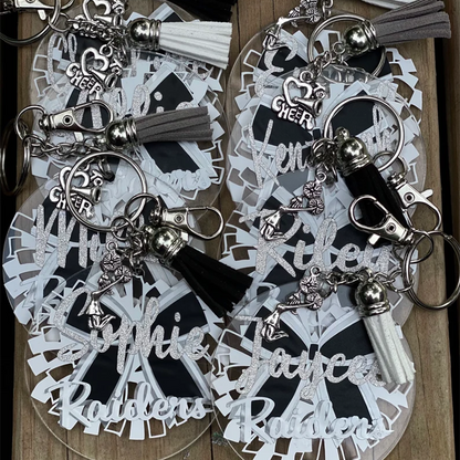 Personalized Cheerleader Keychain – Acrylic Cheer Team Gift